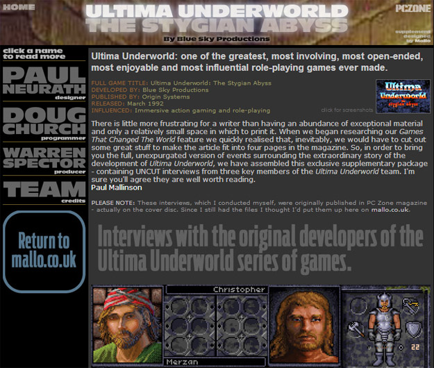 Ultima Underworld interviews from PC Zone magazine